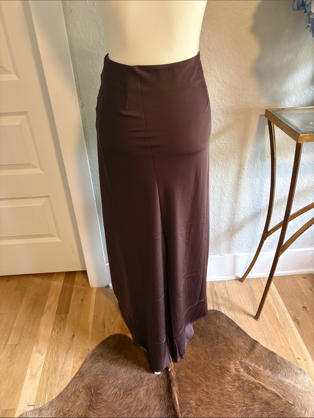 High-Waist Chocolate Brown Maxi Skirt NWT SMALL - Picture 3 of 5
